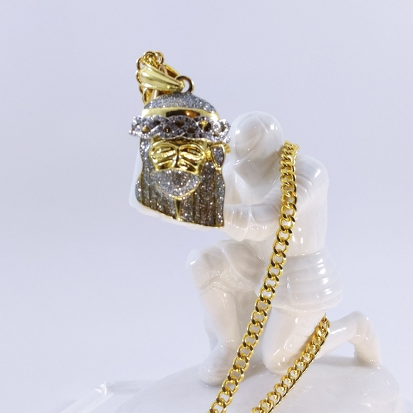 24" x 5mm Cuban Chain + Holy Man Pendant - Picture 2 of 8